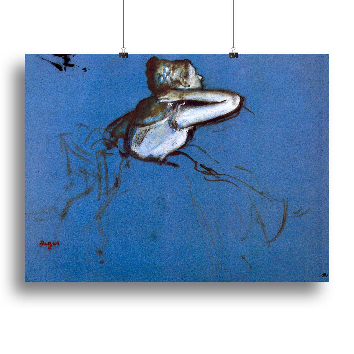 Canvas print of Degas' Sitting Dancer in profile, showcasing a graceful dancer with her hand on her neck.